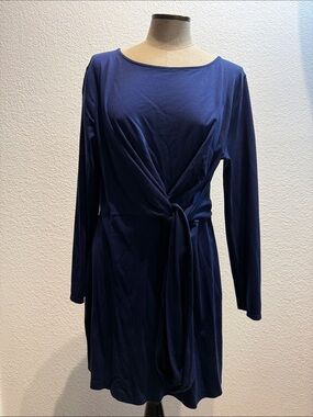 J. Crew Navy Long-Sleeve Twist-Waist Dress